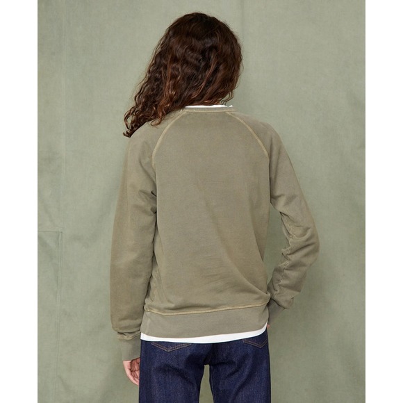 Officine Generale Organic Cotton Fleece Crew Neck Sweatshirt Green Size Large - Picture 3 of 13